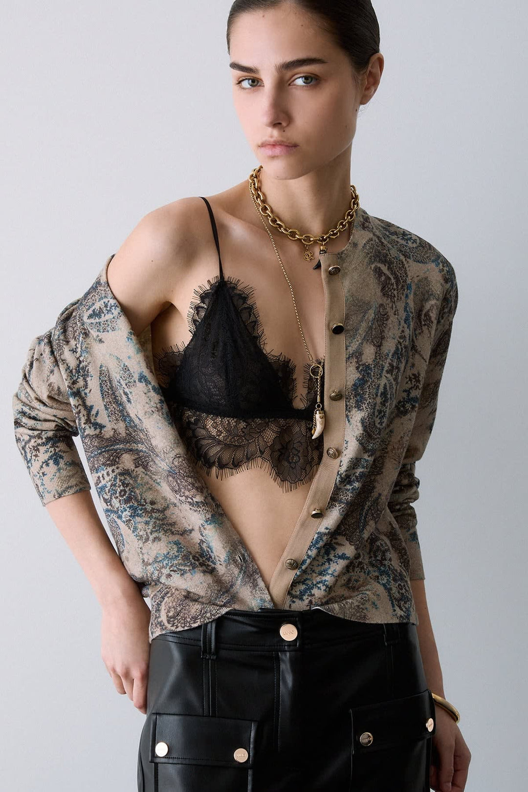 Cardigan imprimé à motif cachemire pour femme liujo