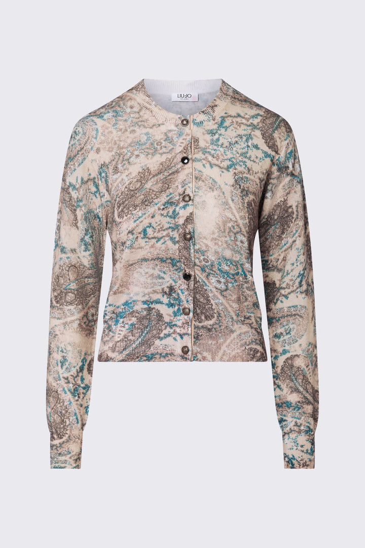 Cardigan imprimé à motif cachemire pour femme liujo