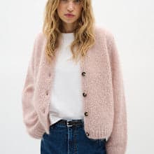 Side view beige patterned women's cardigan Inwear - Valérie Simon