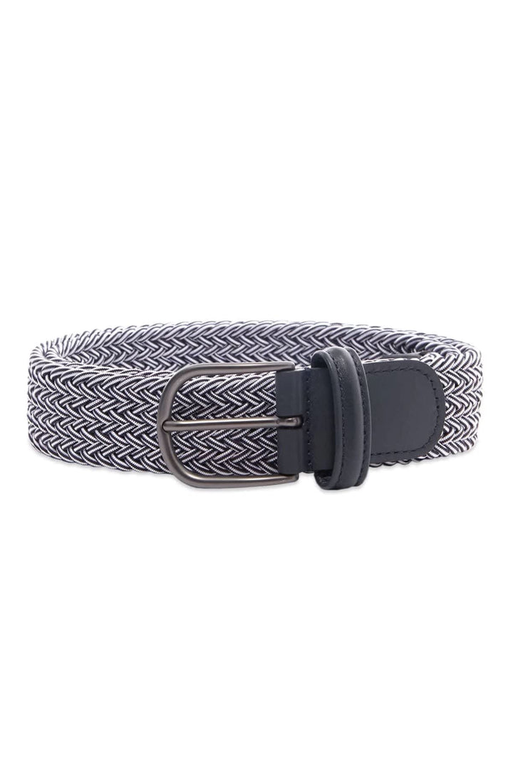 Vue détaillée ceinture tressée extensible Anderson’s pour homme marron clair - Valérie Simon