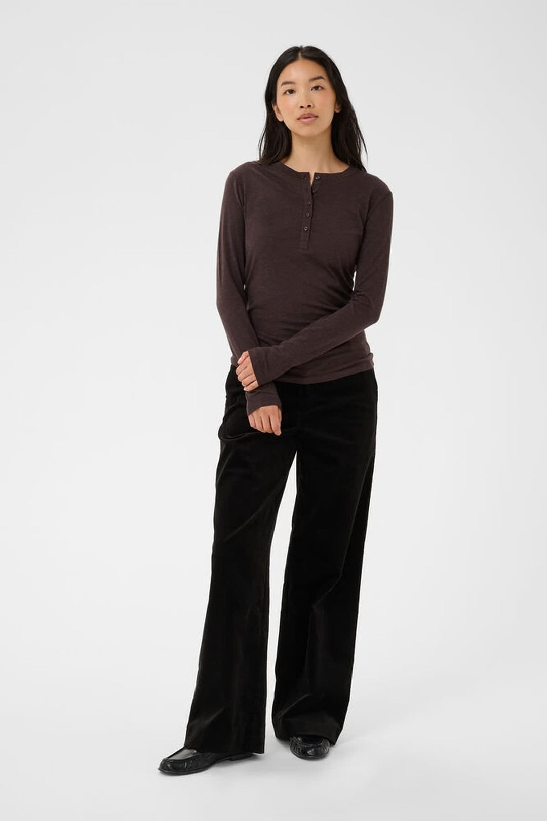 Front view of detailed beige Chattia buttoned sweater Part Two for women - Valérie Simon