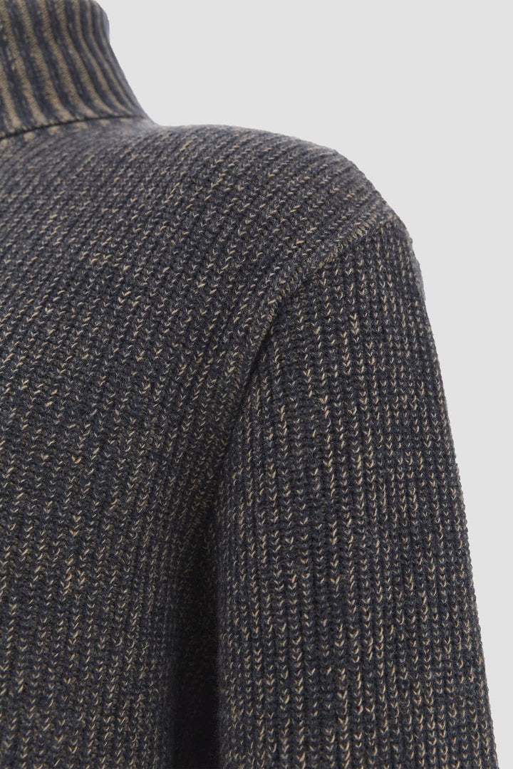 Vue frontale chandail col roulé Paul and Shark homme gris avec logo brodé - Valérie Simon