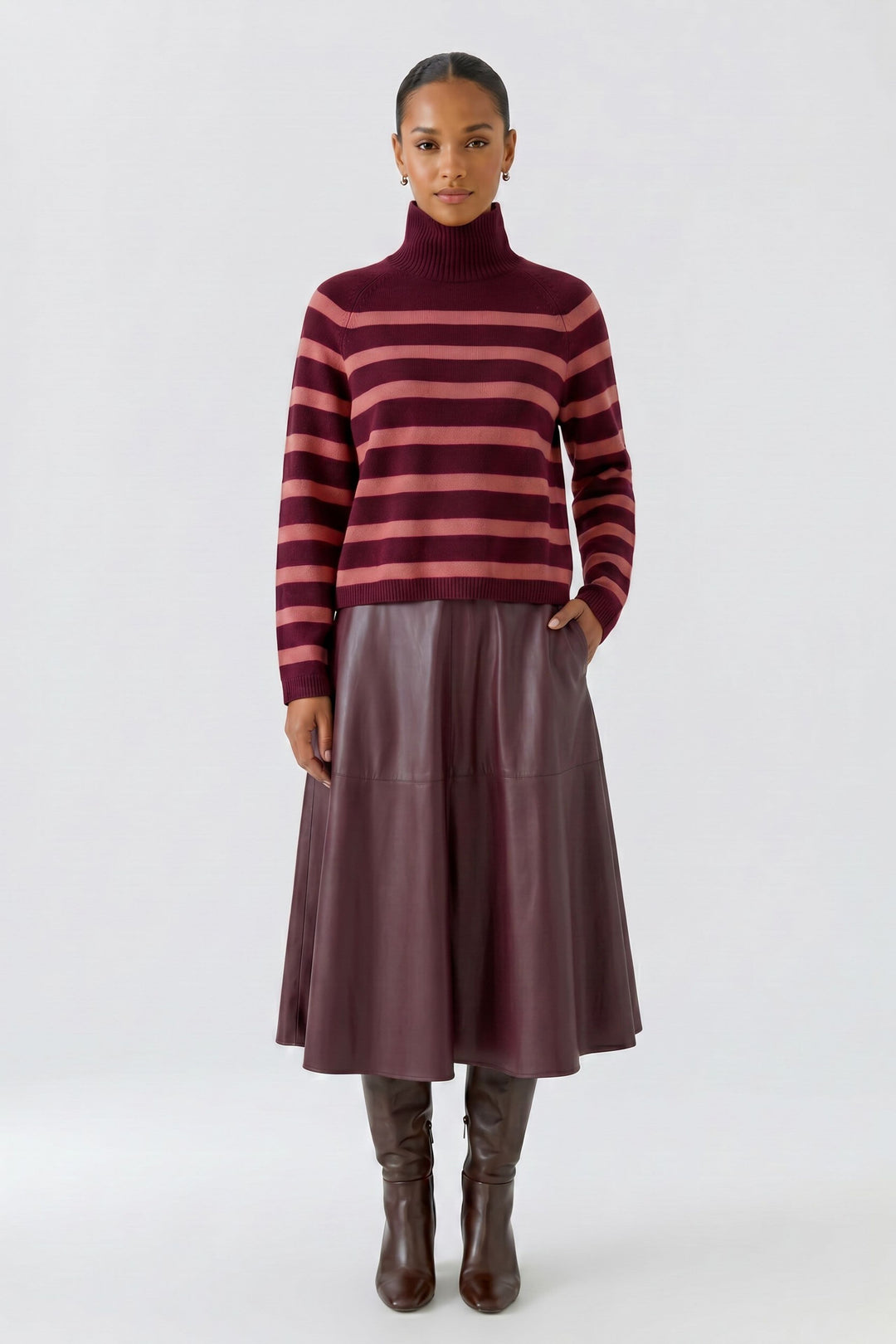 Oui striped turtleneck sweater for women