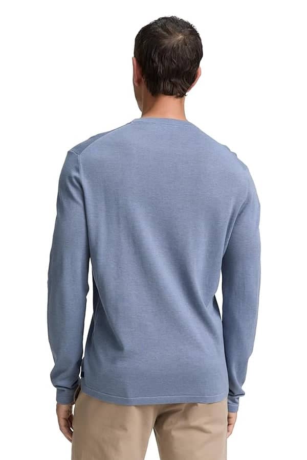 Front view of a blue Tom Tailor long-sleeve men's sweater with a subtle texture - Valérie Simon