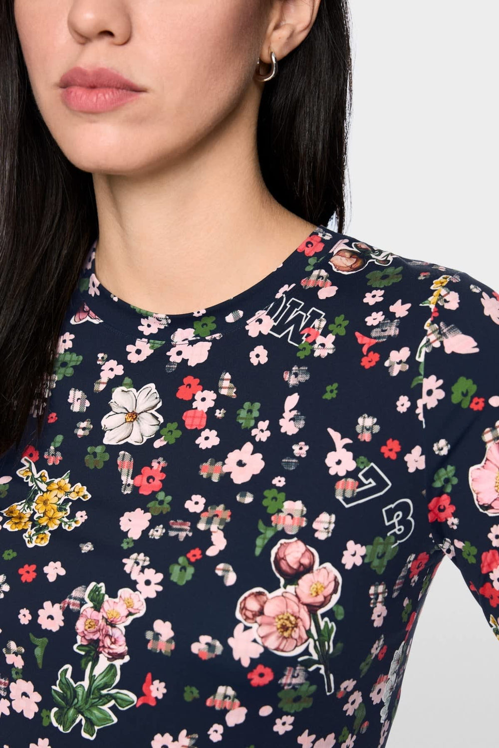Women's Marc Cain fitted long-sleeve floral print sweater front view