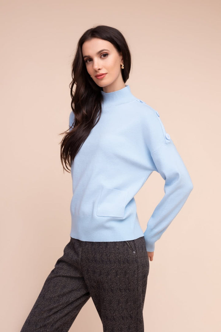 Front view Alison Sheri buttons sweater for women black - Valérie Simon