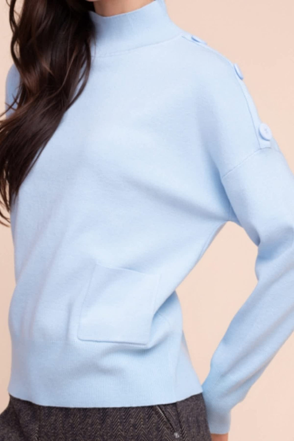 Alison Sheri women's sweater with buttons front view Pink - Valérie Simon