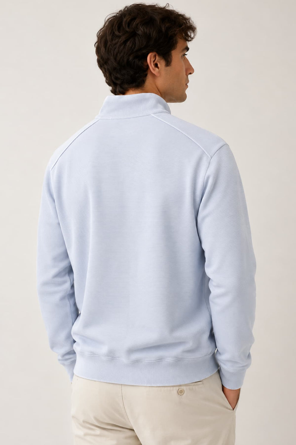 Front view of Paul and Shark men's blue textured sweater with a high collar - Valérie Simon