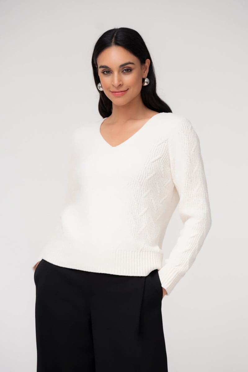 Chandail en tricot à col en V pour femme Elena Wang