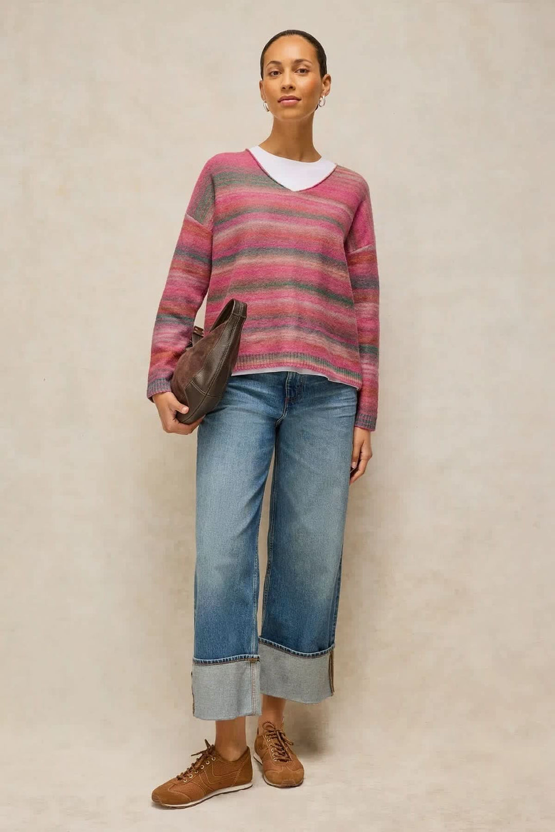 Chandail en tricot à rayures multicolores pour femme White Stuff