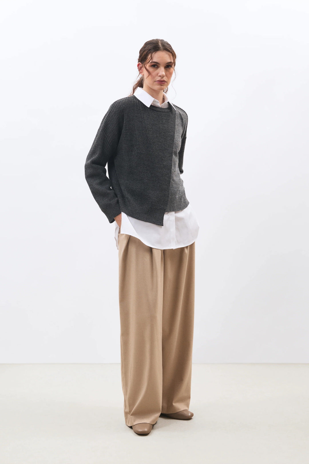 Kikom asymmetrical knit sweater for women Humility