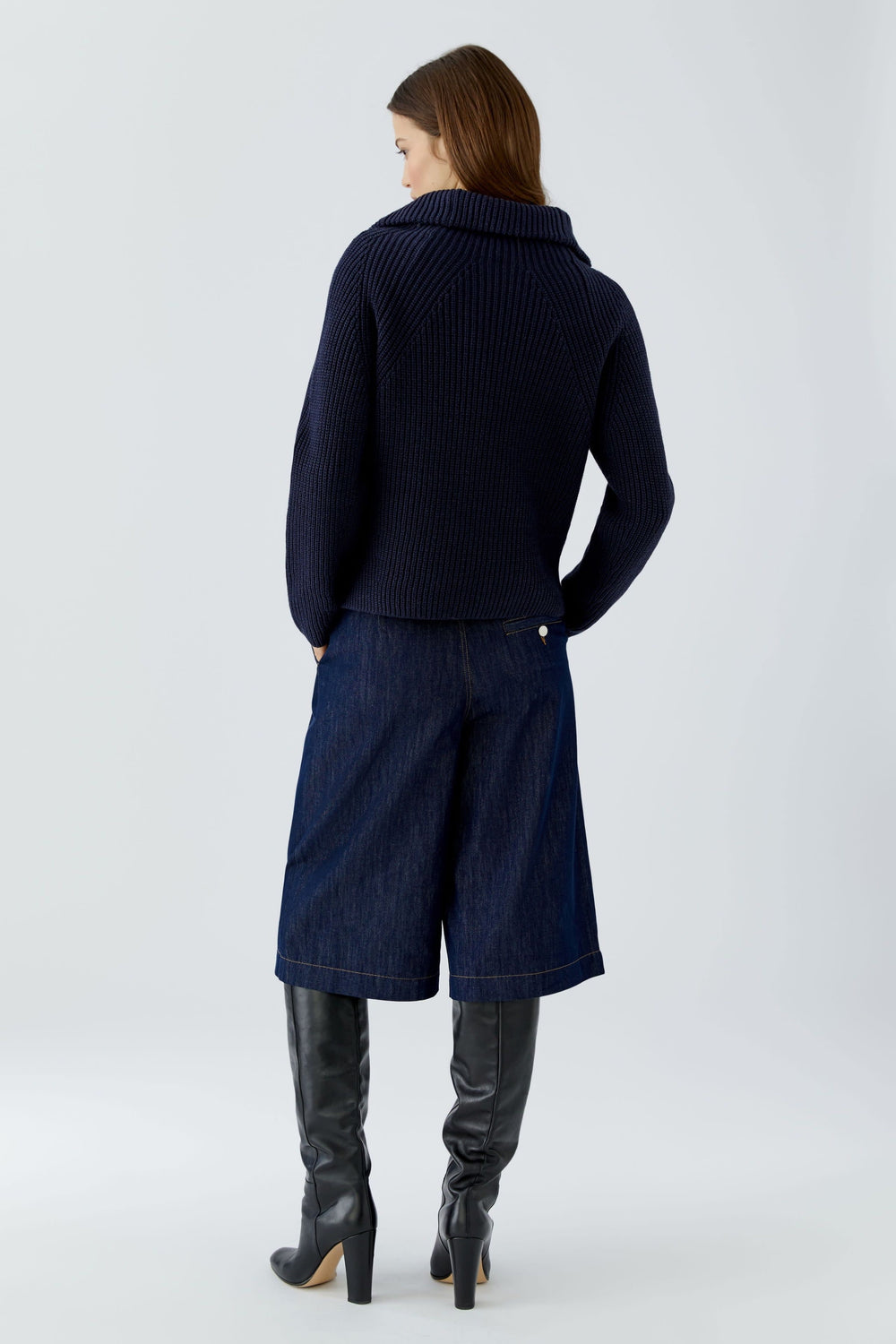 Women's rib-knit zip-collar sweater Oui