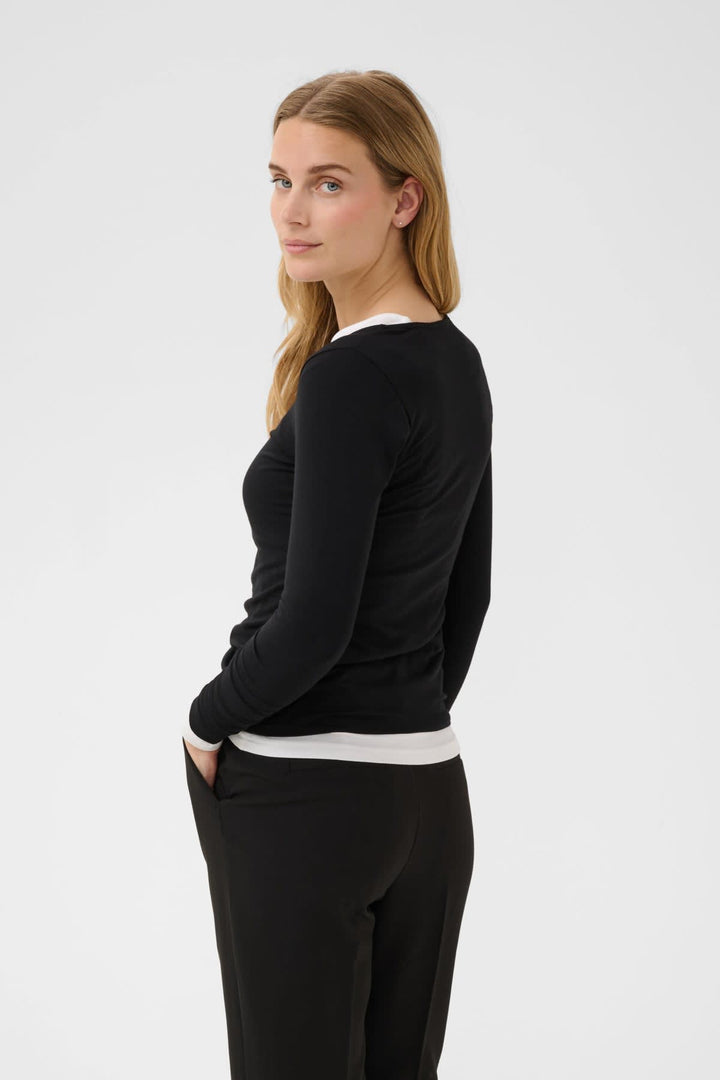 Front view thin Nemajas sweater Part Two for women gray with round neck - Valérie Simon