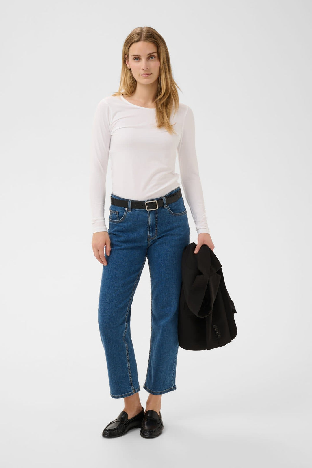 Nemajas slim sweater back view Part Two white striped woman - Valérie Simon