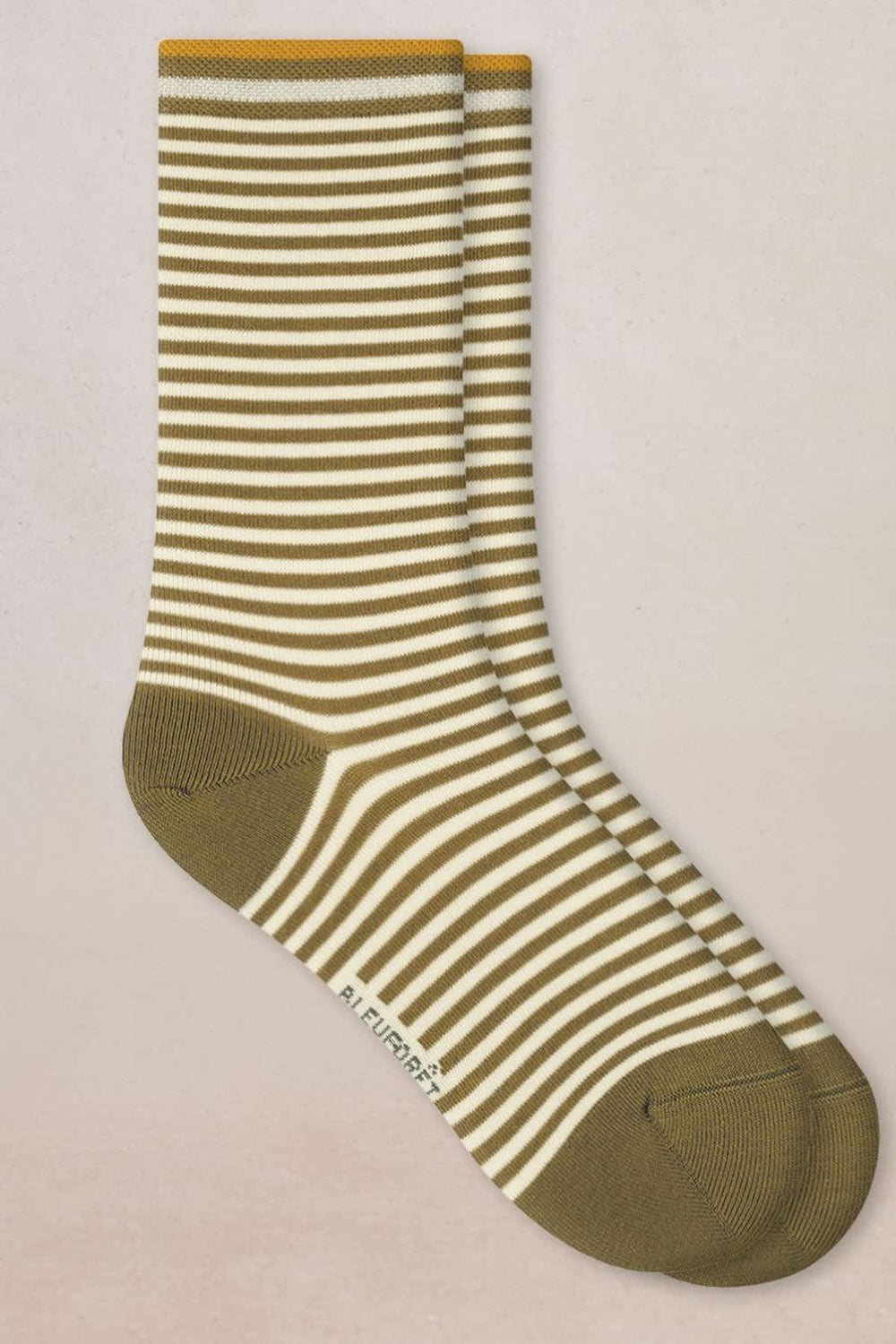 Front view of women's striped cotton socks Bleuforêt