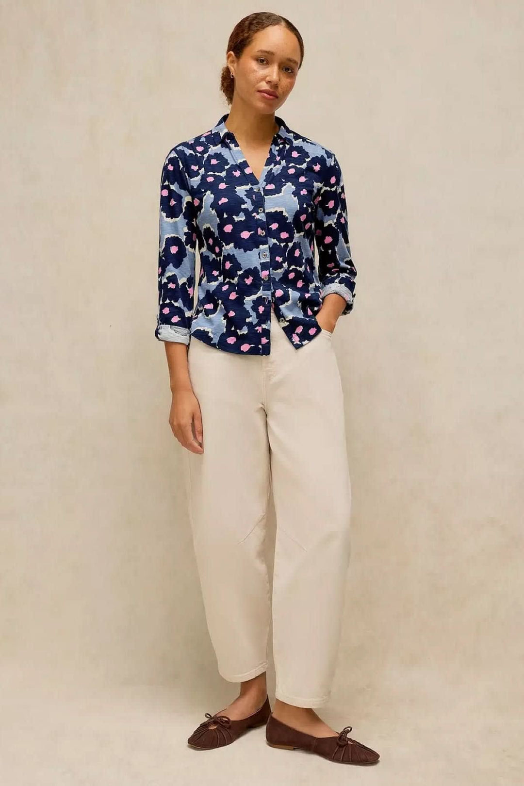 Chemise à imprimé floral avec col pour femme White Stuff