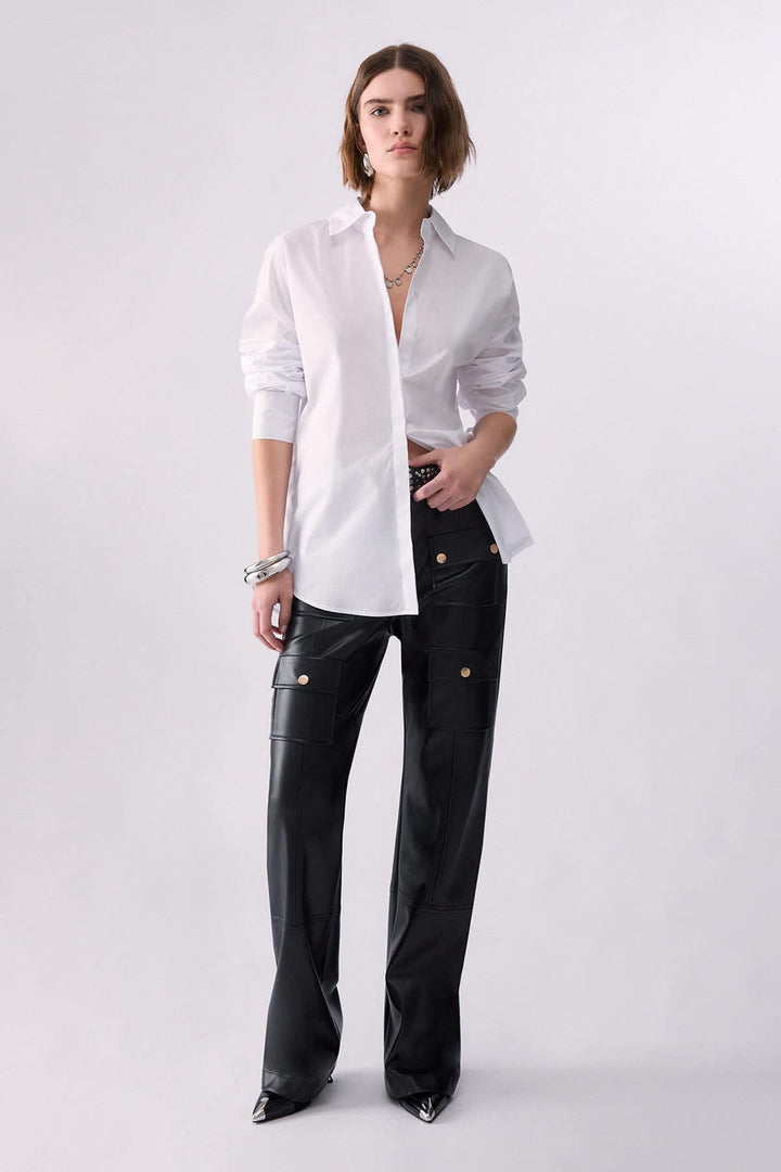 Chemise ample à ouverture boutonnée au dos pour femme liujo