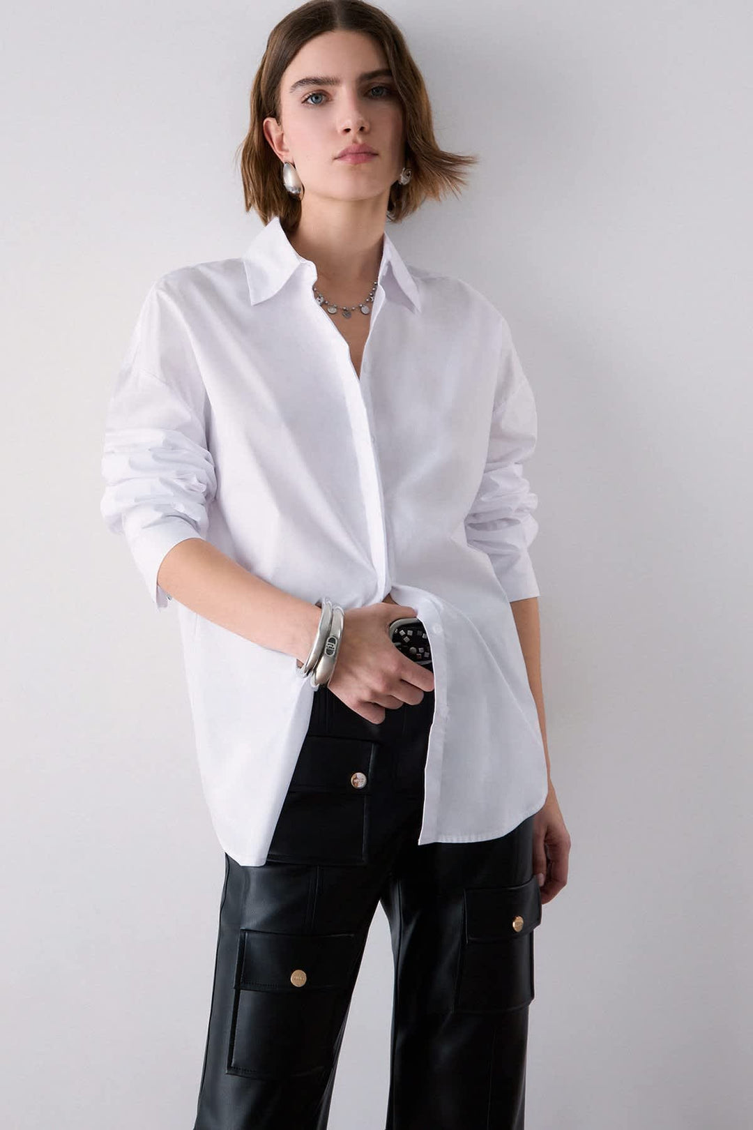 Chemise ample à ouverture boutonnée au dos pour femme liujo