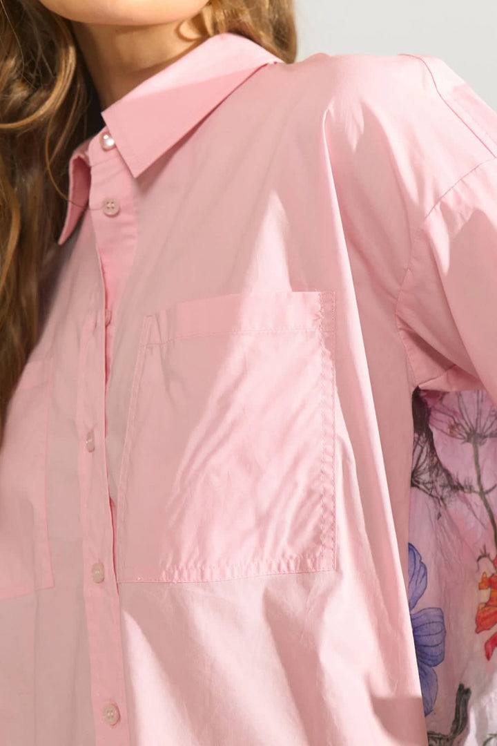 Chemise avec imprimé floral au dos vue de face pour femme Numph
