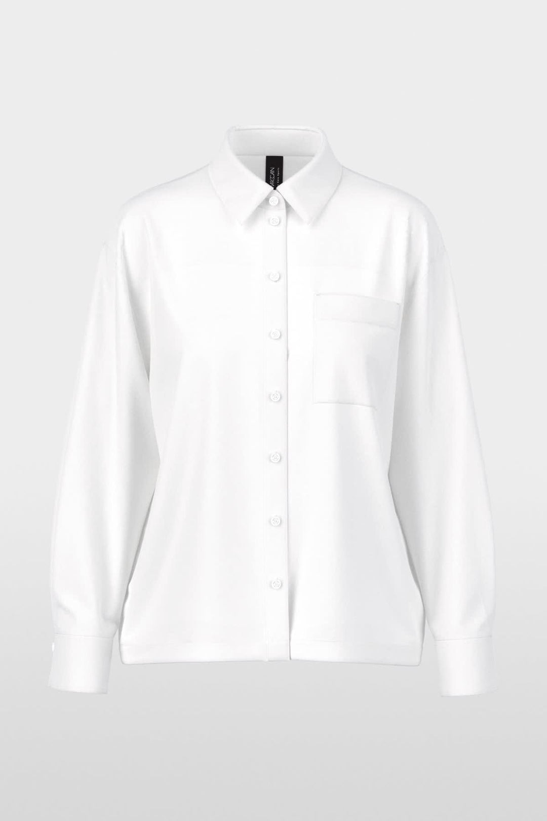 Vue de face chemise classique Marc Cain pour femme blanche détails boutons perle - Valérie Simon
