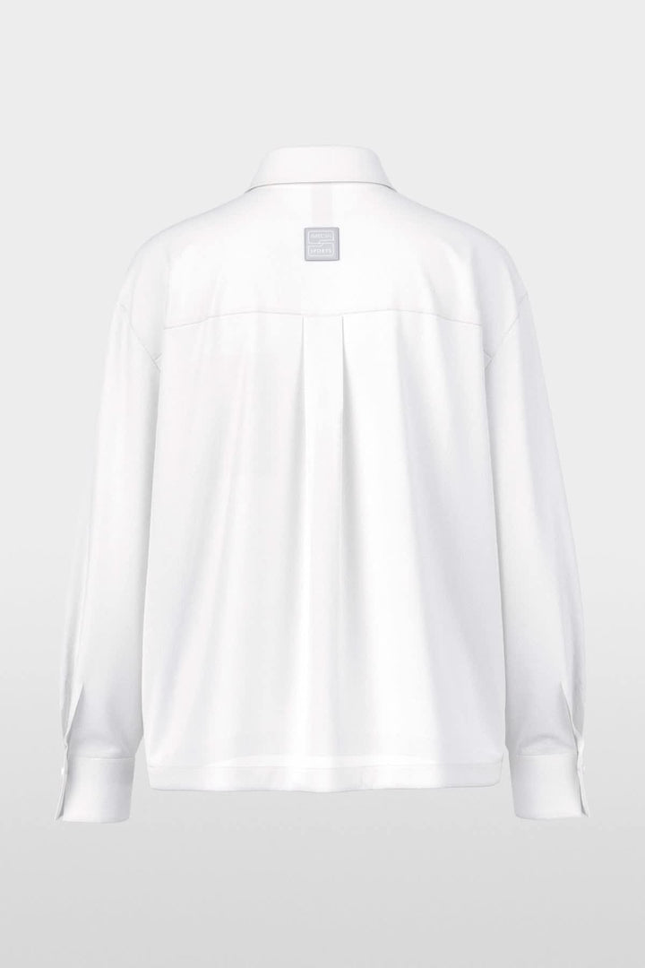 Vue de face chemise classique Marc Cain blanche rayures Valérie Simon