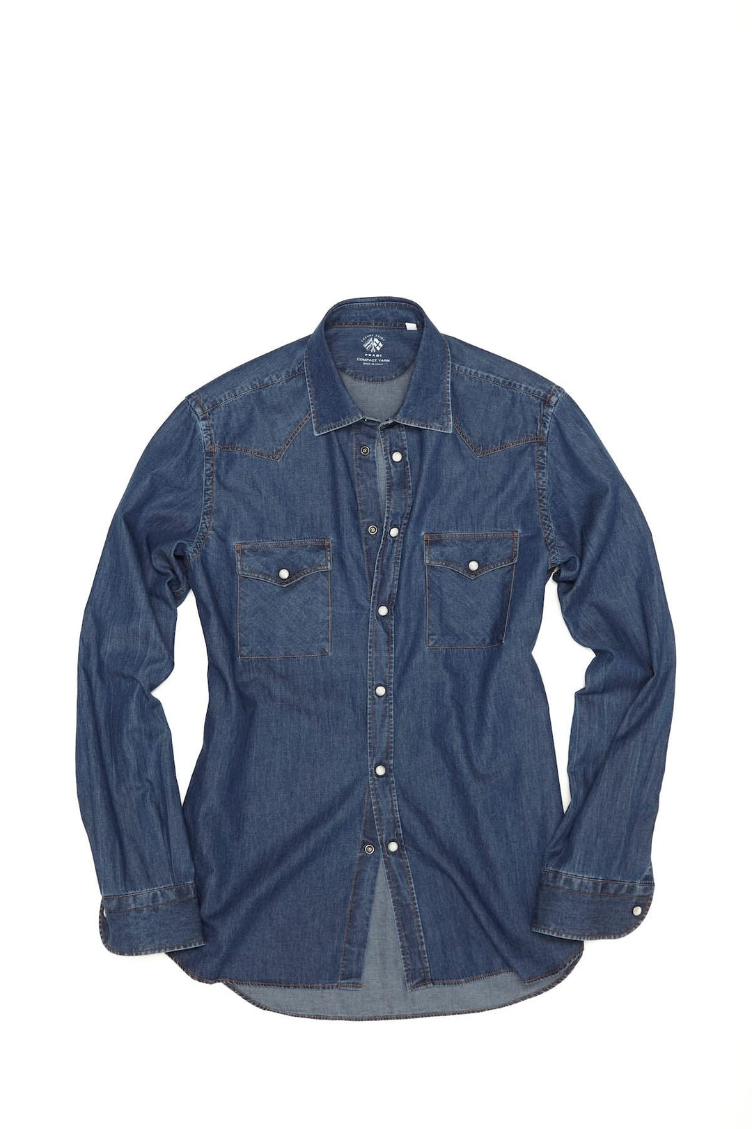 Chemise en denim bleue style western vue de face pour homme Fradi