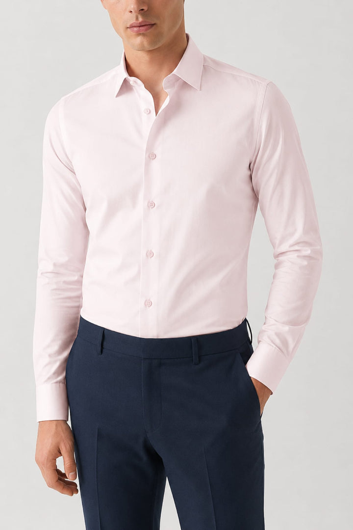 Front view of a white Eton dress shirt for men with an Italian collar - Valérie Simon