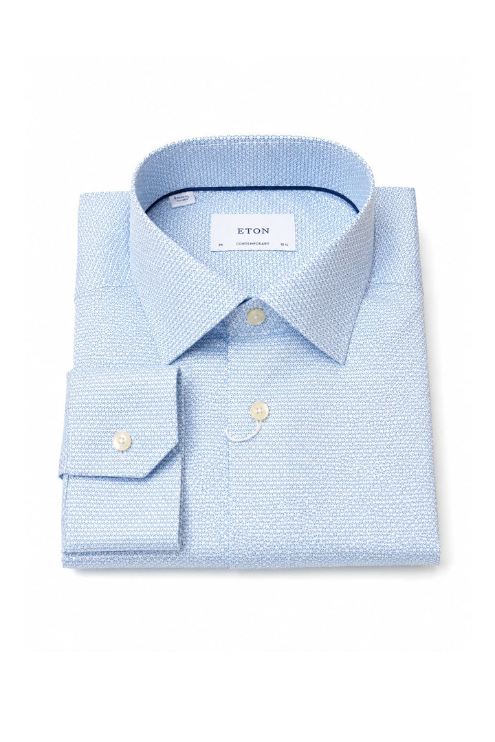 Front view of the Eton textured white men&