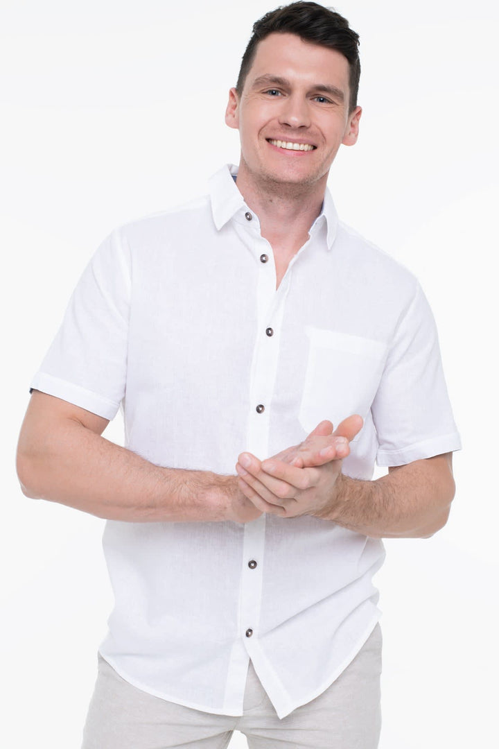 Vue de face chemise Tom Tailor pour homme à carreaux bleus et blancs - Valérie Simon