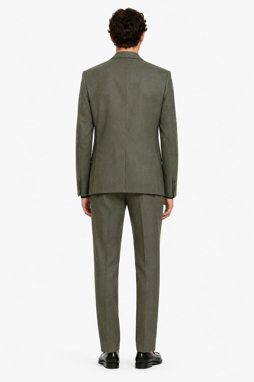 Full-front view of the textured Lief Horsens men's gray shirt with a thick button placket - Valérie Simon