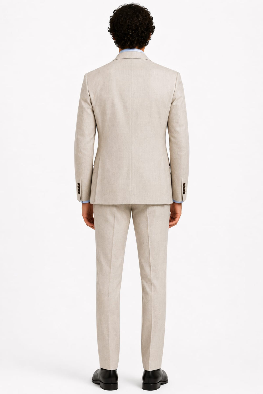 Full-front view of the textured Lief Horsens men's gray shirt with a single button placket - Valérie Simon