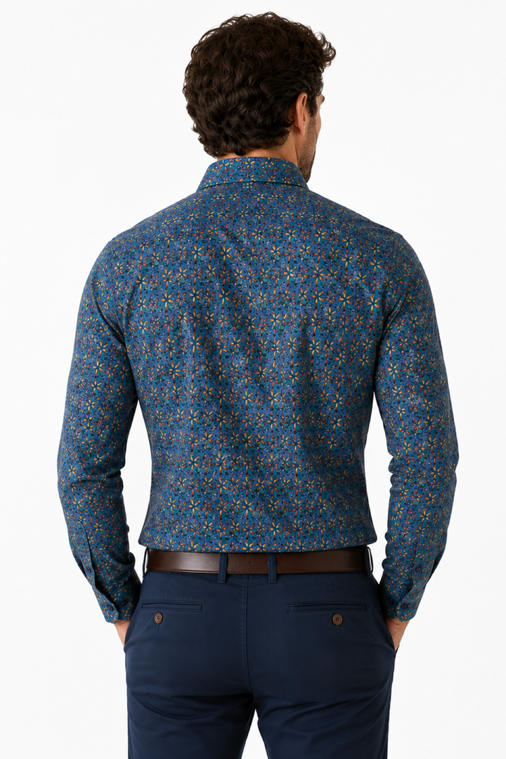 Mosaic-print casual shirt