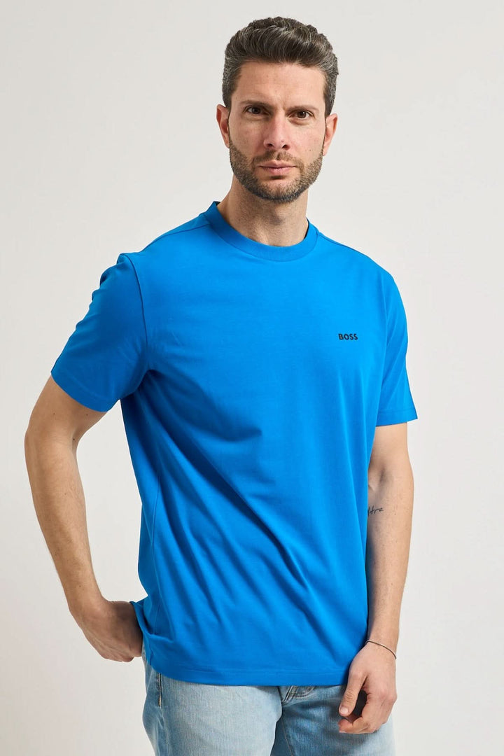 Stretch cotton T-shirt with logo