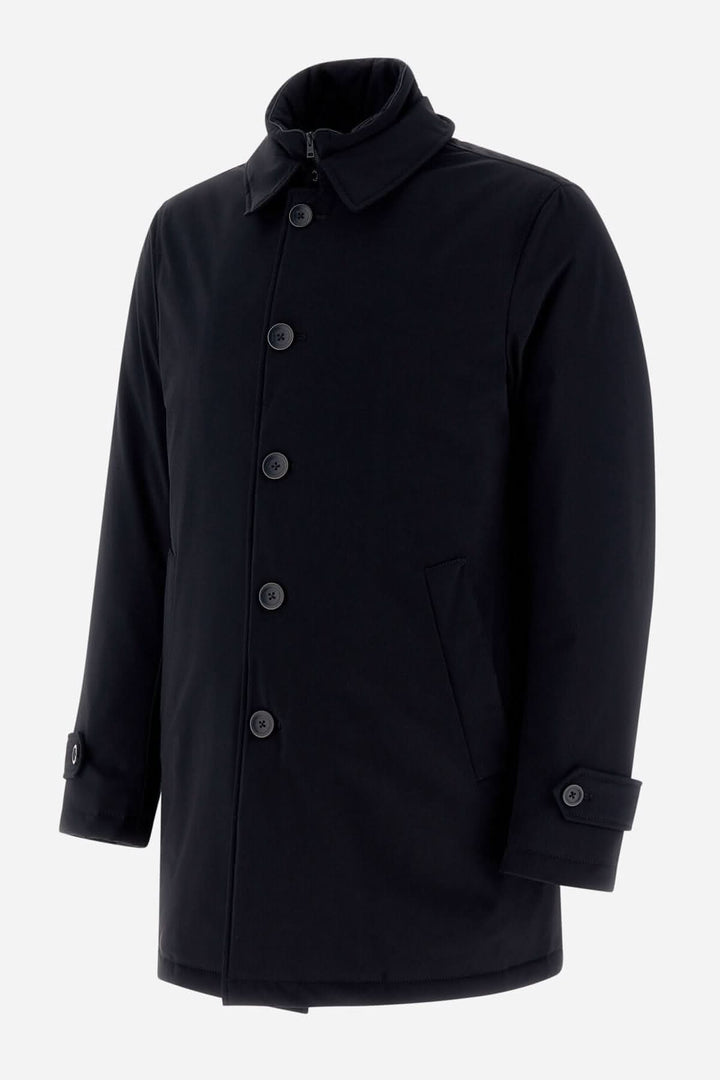 Trench coat style washington en tissu extensible, imperméable avec bavette amovible, design classique pour la ville.