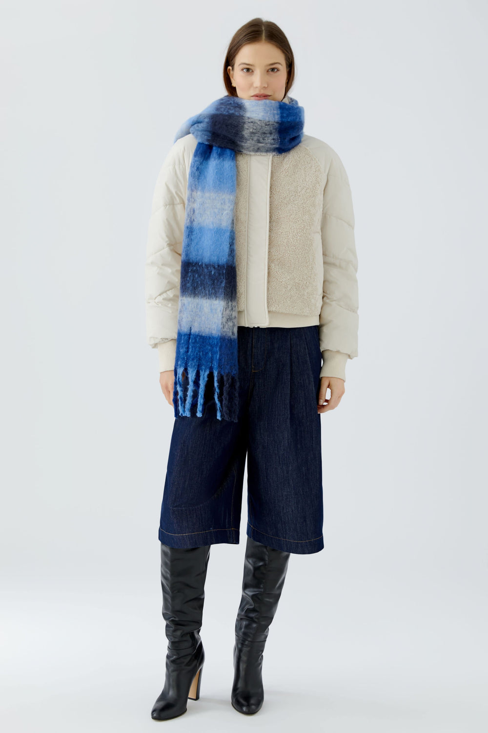 Foulard à carreaux avec franges pour femme Oui