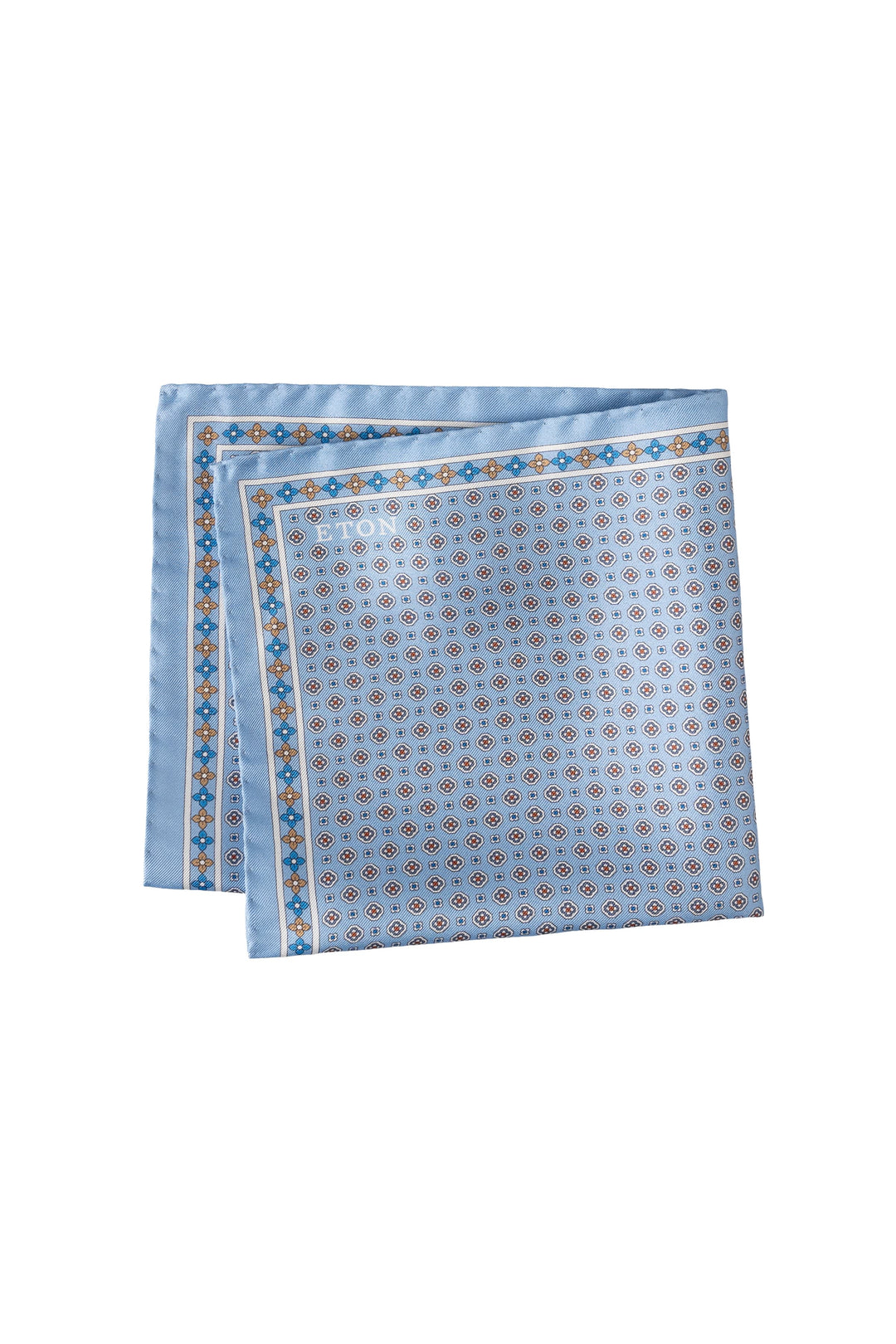 Vue de détail foulard de poche Eton pour homme bleu avec micro-motif graphique - Valérie Simon