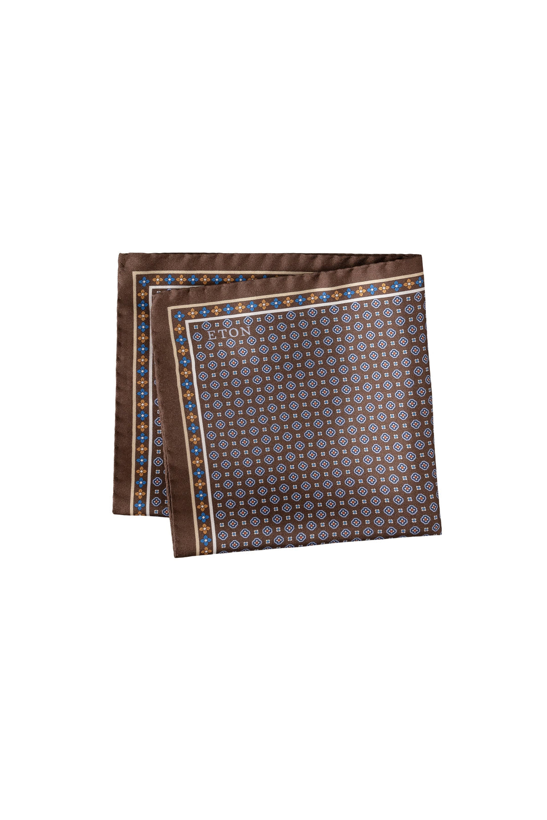 Vue côté foulard de poche micro-motif Eton pour homme rouge détails fins - Valérie Simon