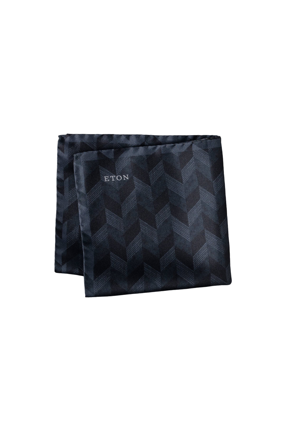 Vue détaillée foulard chevrons Eton en soie pour homme, bleu et blanc - Valérie Simon