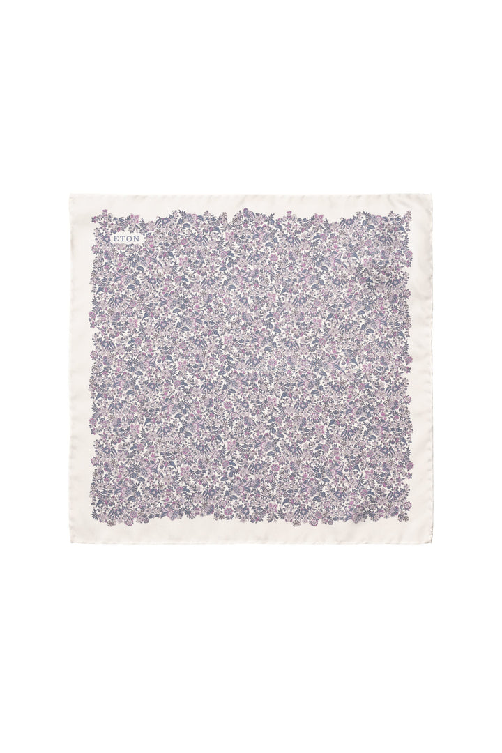 Foulard floral Eton en soie, détail motif homme, couleur vive - Valérie Simon