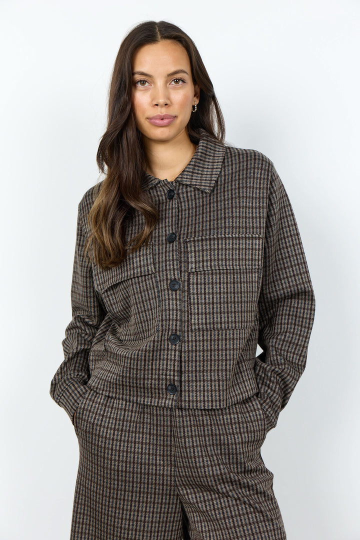 Hekla short plaid blazer with patch pockets 