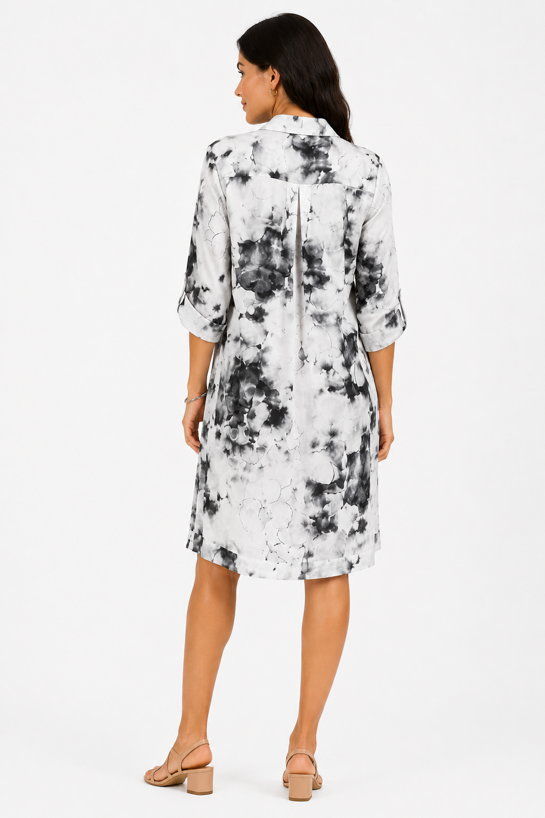 Artistic-print shirt dress