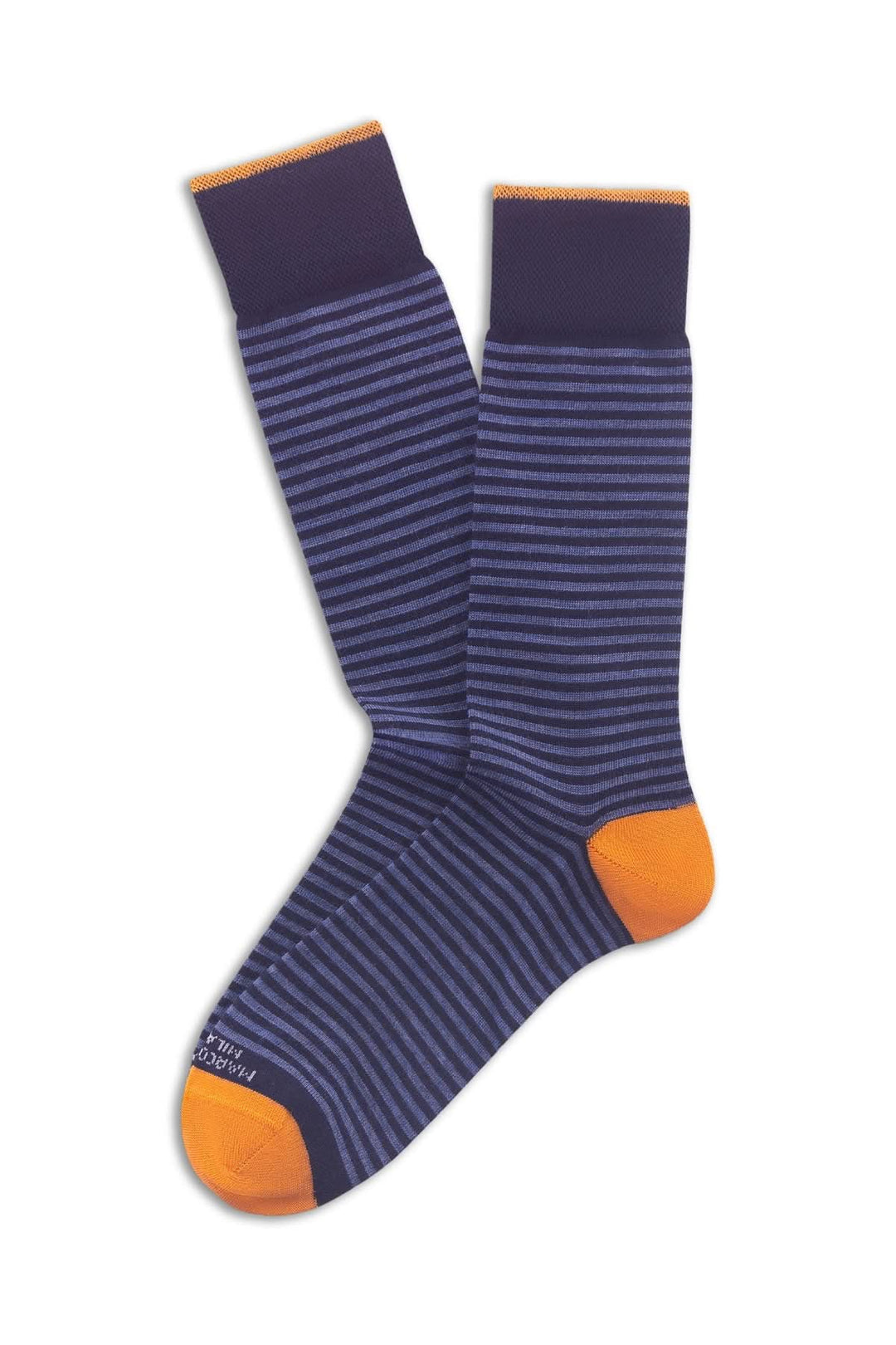 Bas à fines rayures horizontal, élégants et confortables, parfaits pour tenues quotidiennes ou professionnelles, bleu et orange.