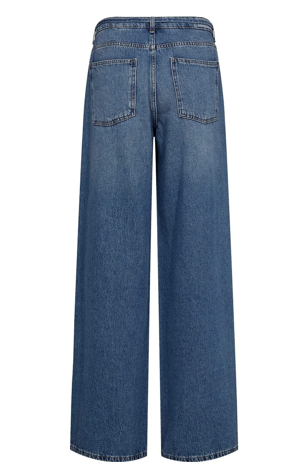 Jean à jambe large avec ceinture à nouer vue de face pour femme Numph
