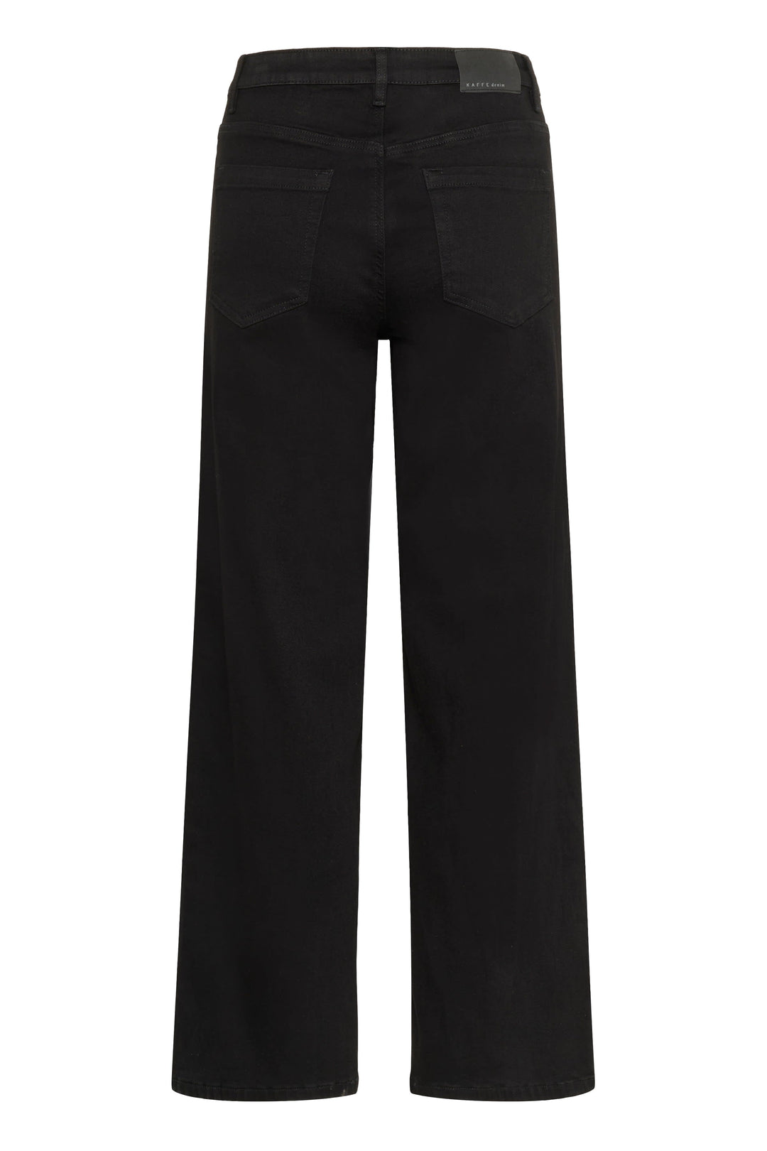Vue de côté jean à jambe large Kaffe pour femme bleu clair avec ourlets retroussés - Valérie Simon