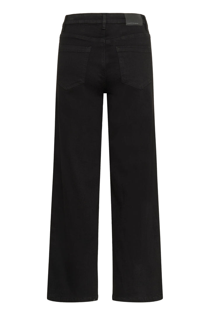 Vue de côté jean à jambe large Kaffe pour femme bleu clair avec ourlets retroussés - Valérie Simon