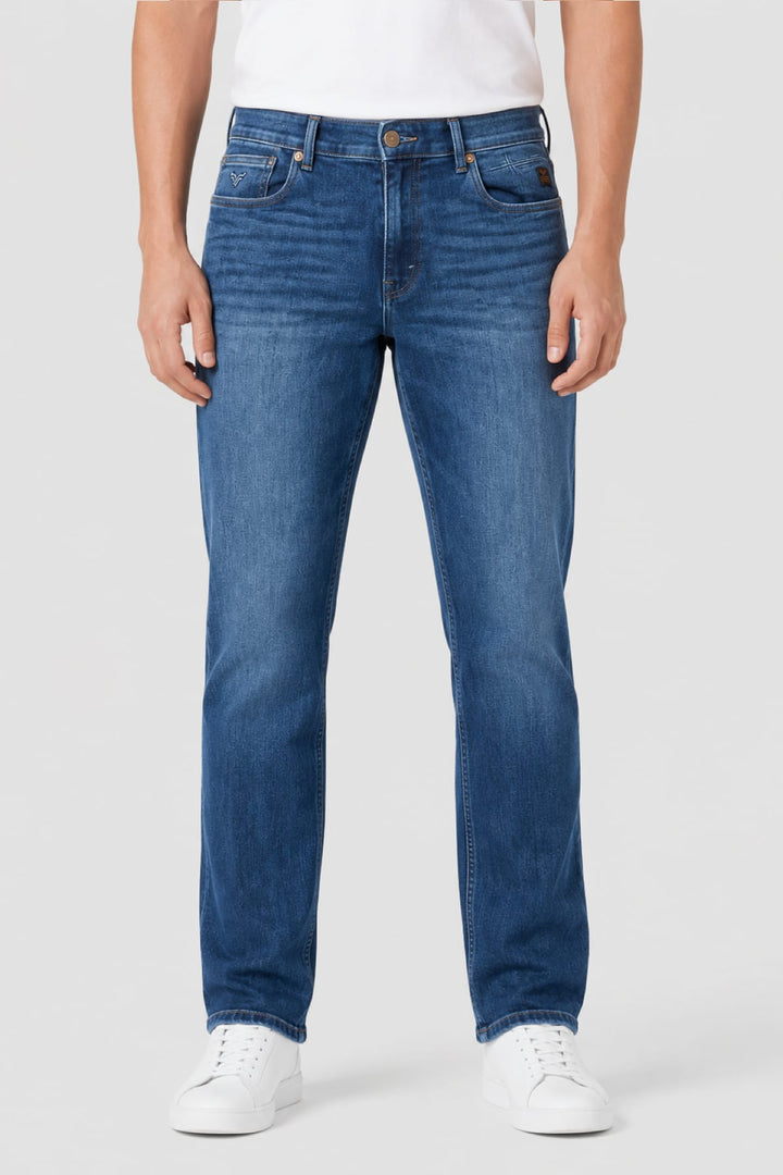 Vue de face jean coupe droite extensible Black Bull pour homme noir - Valérie Simon