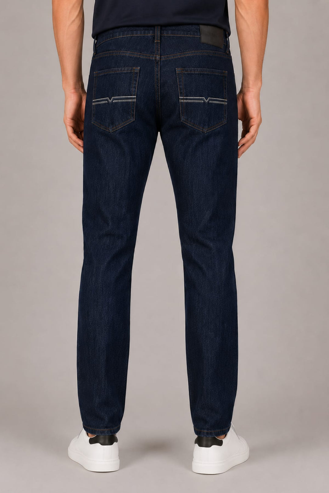 Vue de côté jean turquoise Black Bull pour homme avec coutures apparentes - Valérie Simon