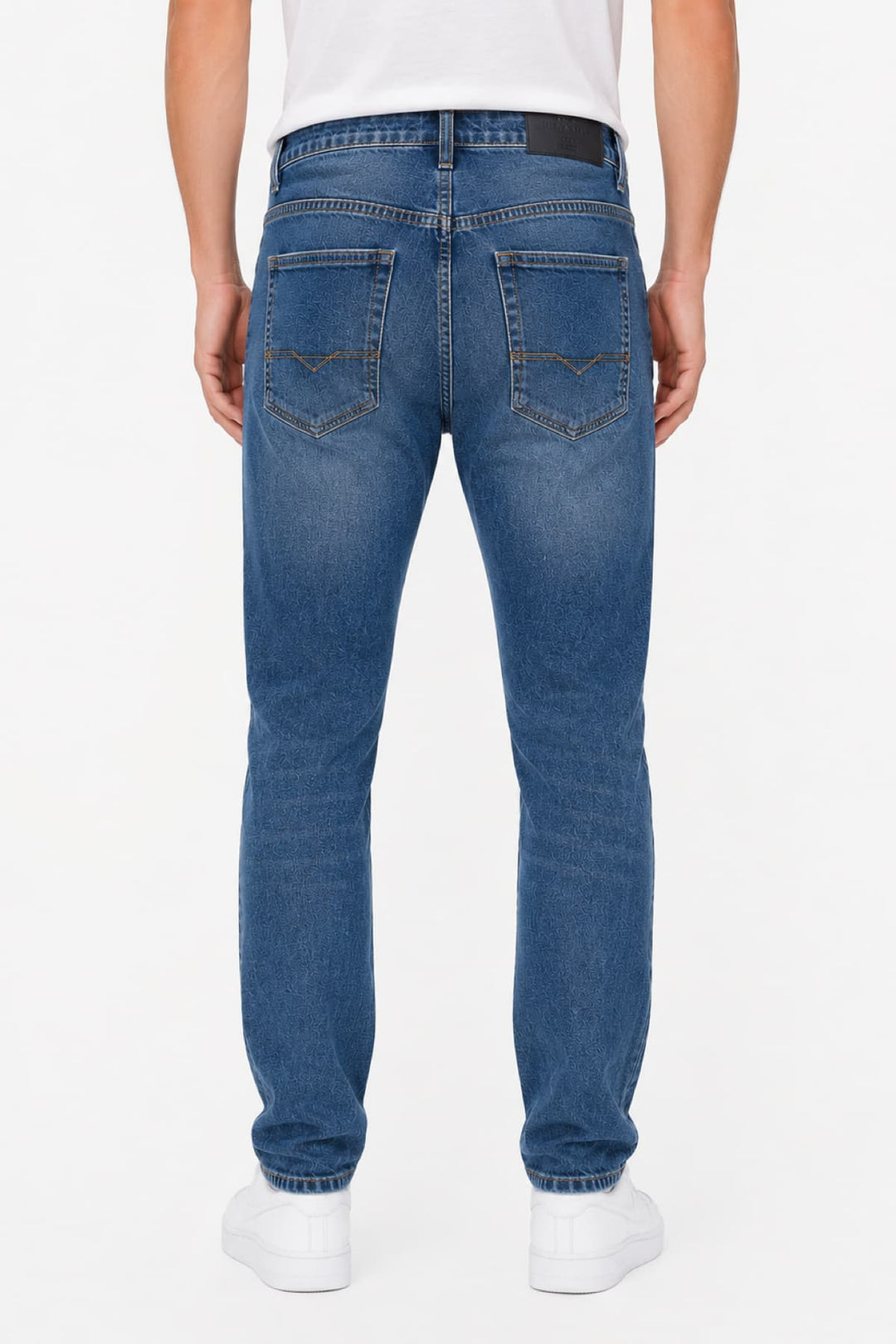 Vue de côté jean coupe ajustée Black Bull pour homme noir avec broderie Valérie Simon