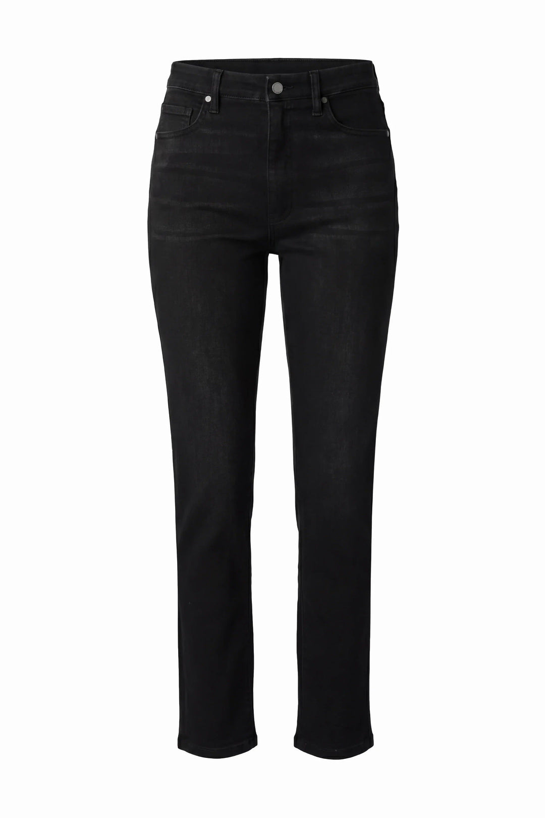 Vue de face jean droit taille haute bleu Liverpool pour femme - Valérie Simon
