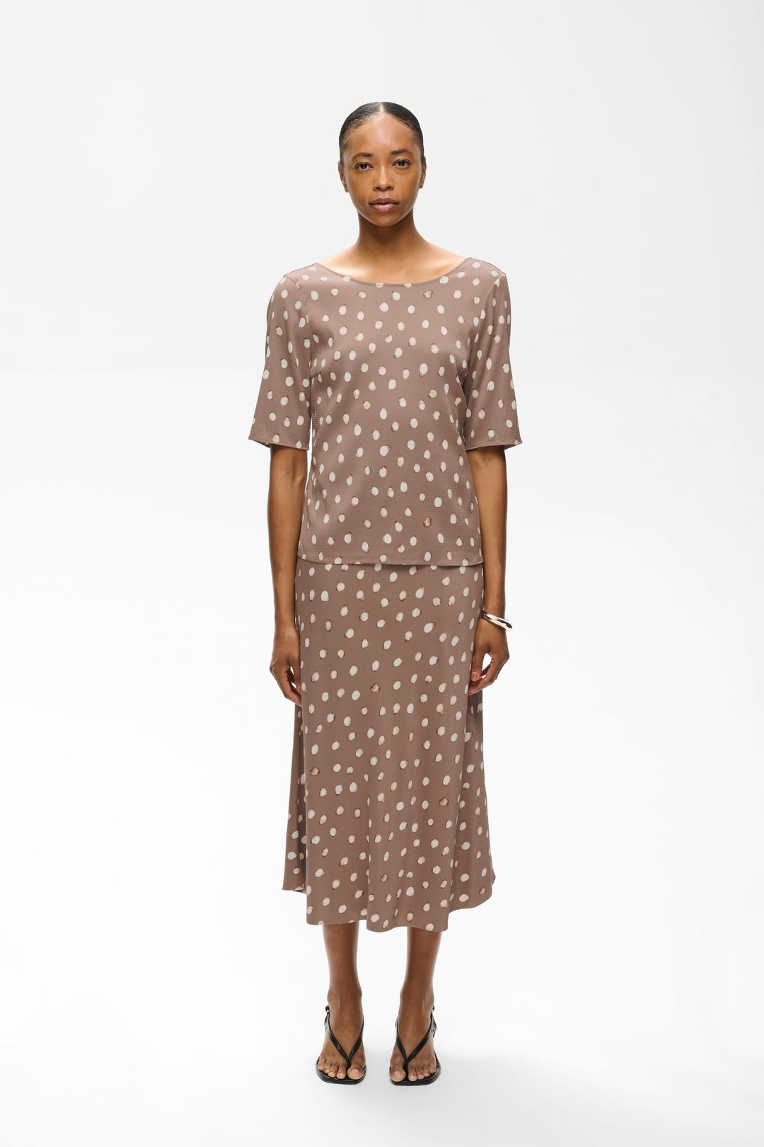 Front view of a multicolored printed midi skirt Inwear for women - Valérie Simon